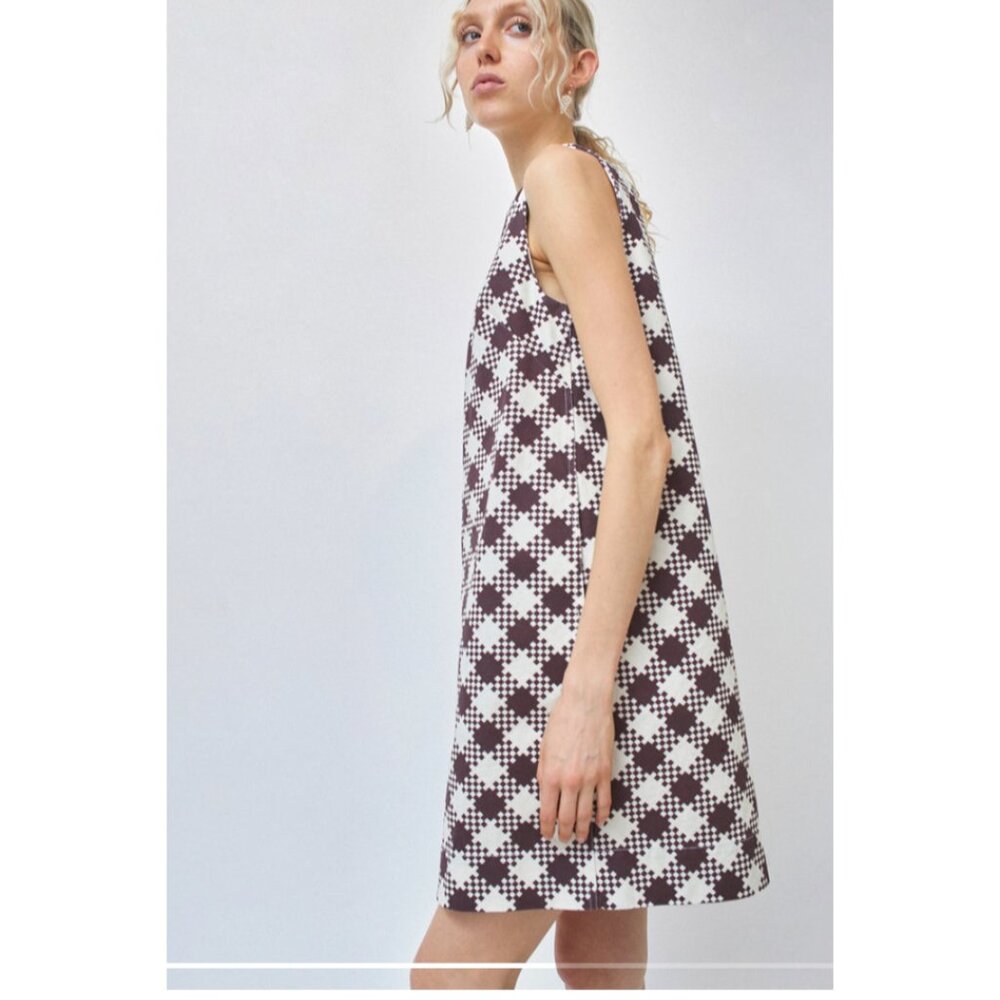 No.6 Clare Dress in Cream and Chocolate Oversized Gingham